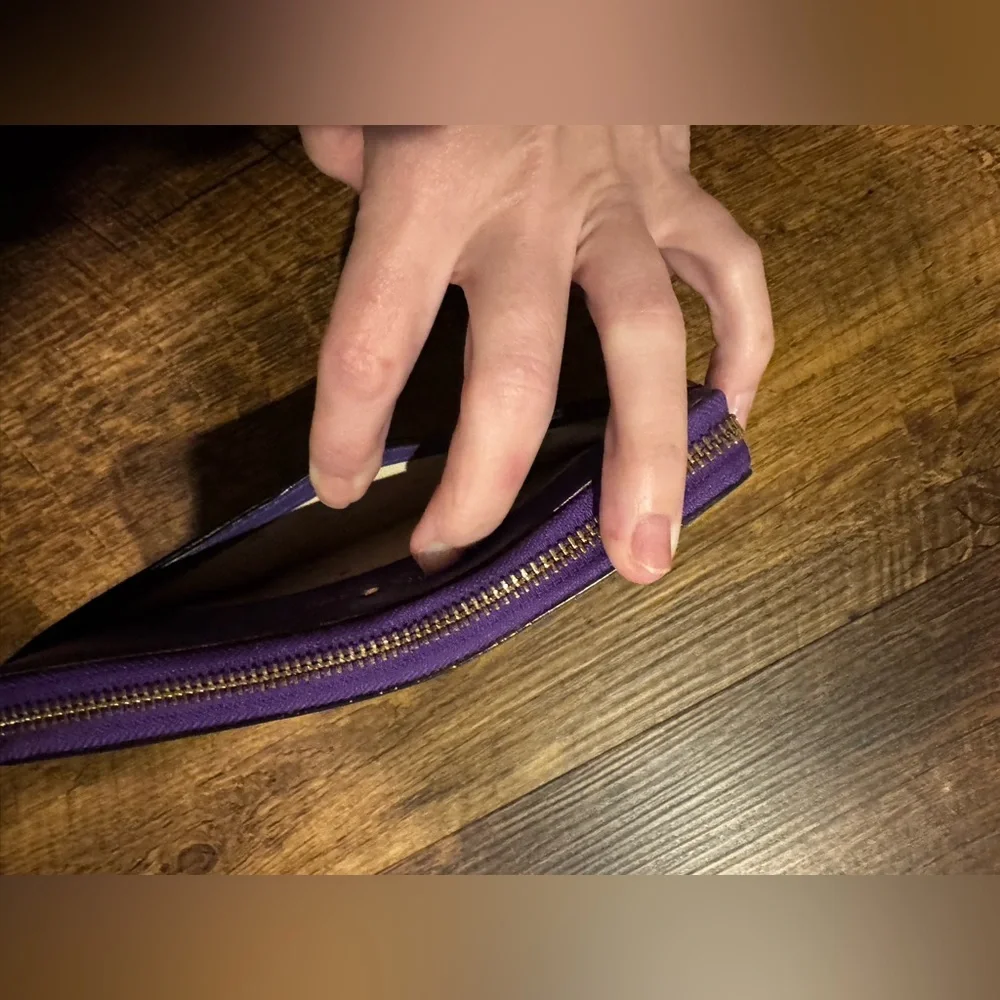 Kate Spade Purple Leather Long Zippy Wallet with Front Pocket